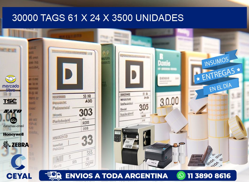 30000 TAGS 61 x 24 X 3500 UNIDADES