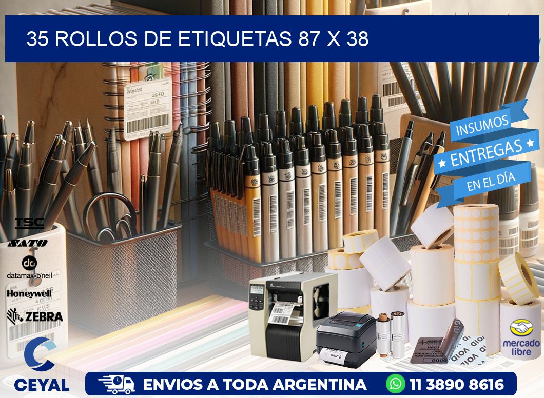 35 ROLLOS DE ETIQUETAS 87 x 38