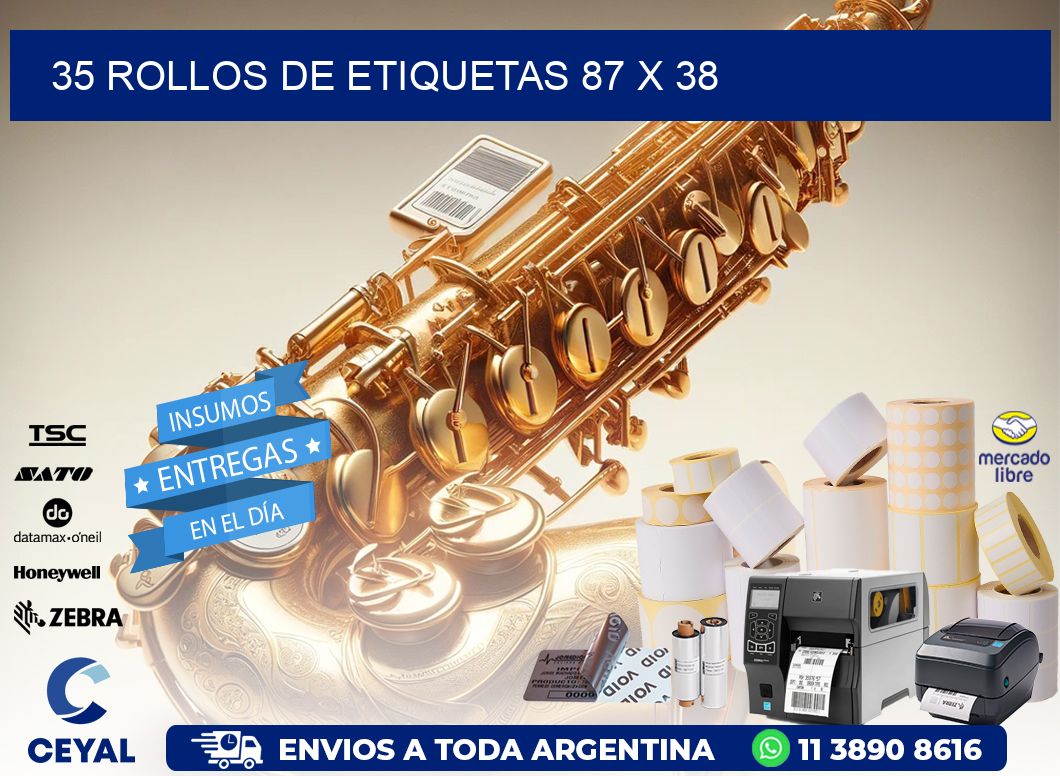 35 ROLLOS DE ETIQUETAS 87 x 38