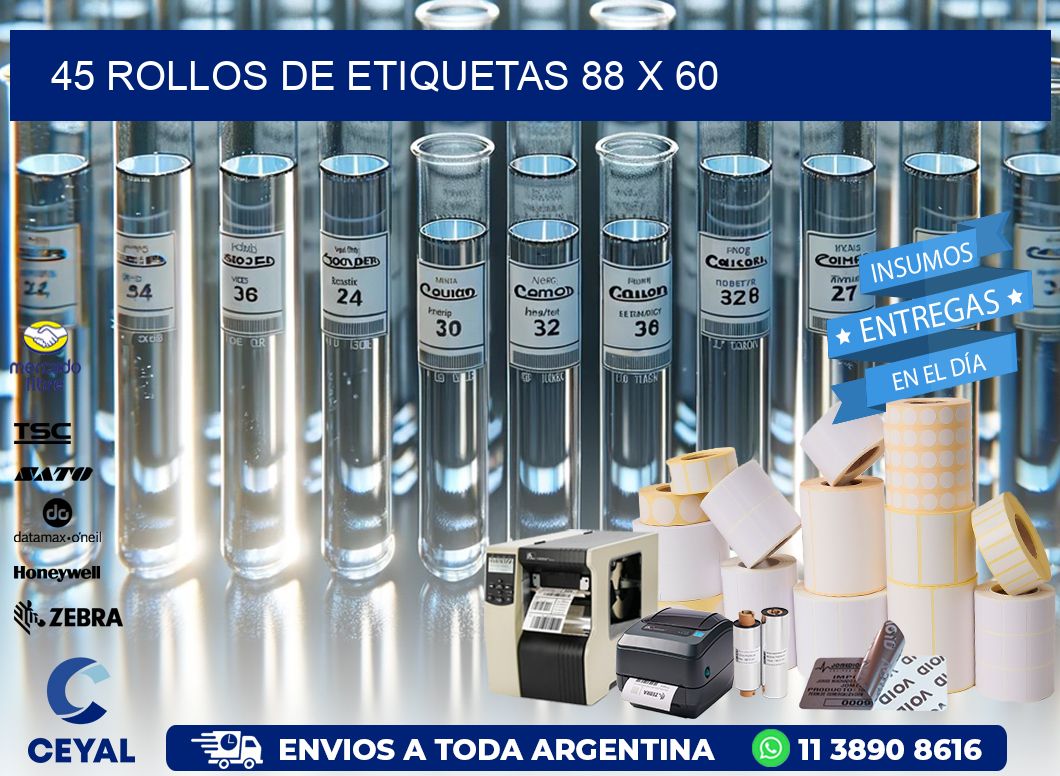 45 ROLLOS DE ETIQUETAS 88 x 60