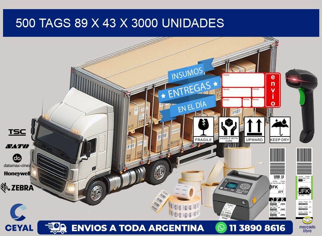 500 TAGS 89 x 43 X 3000 UNIDADES