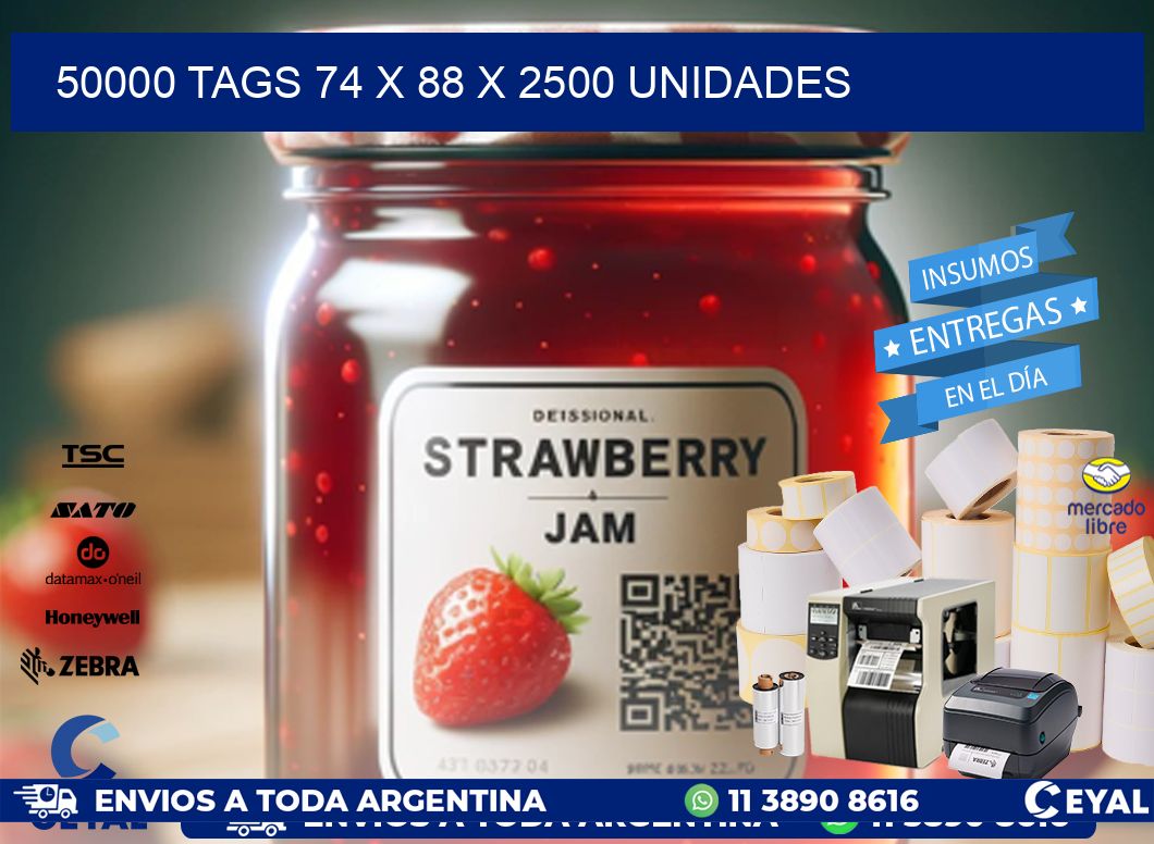 50000 TAGS 74 x 88 X 2500 UNIDADES