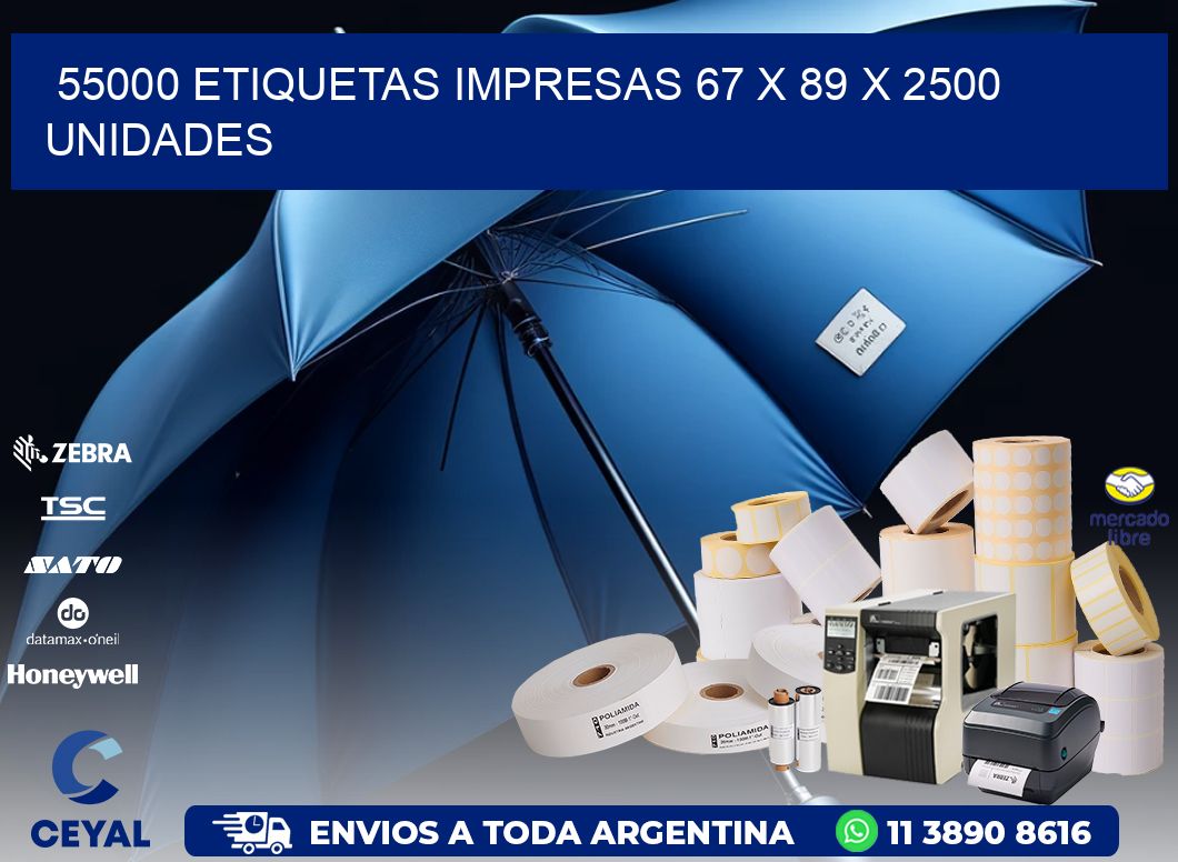 55000 ETIQUETAS IMPRESAS 67 x 89 X 2500 UNIDADES