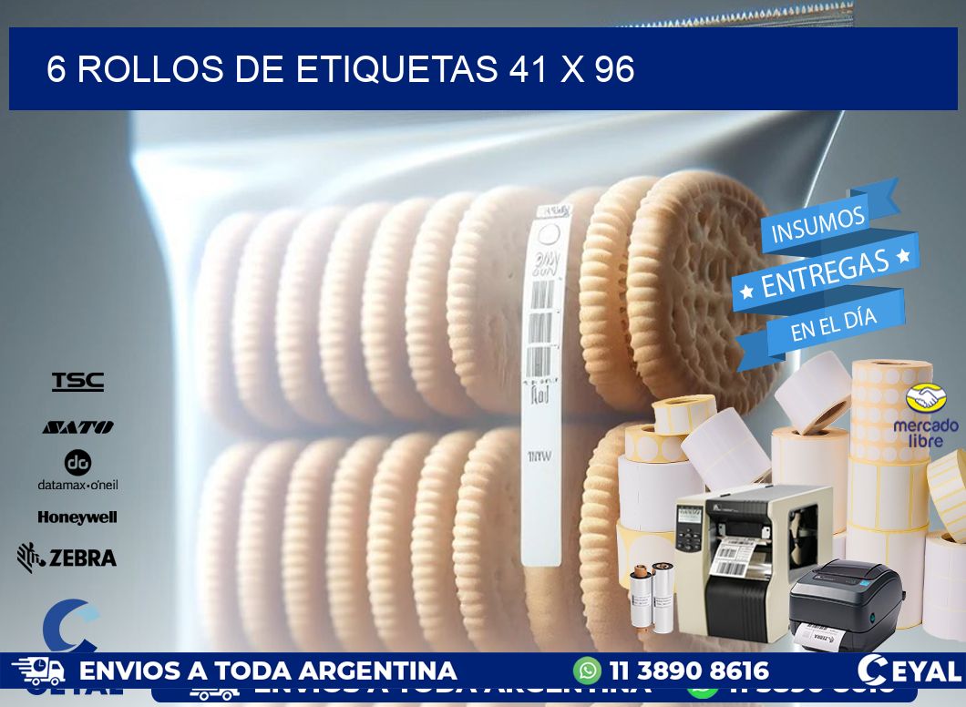 6 ROLLOS DE ETIQUETAS 41 x 96