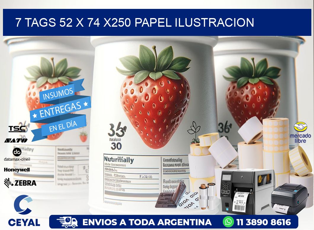 7 TAGS 52 x 74 X250 PAPEL ILUSTRACION