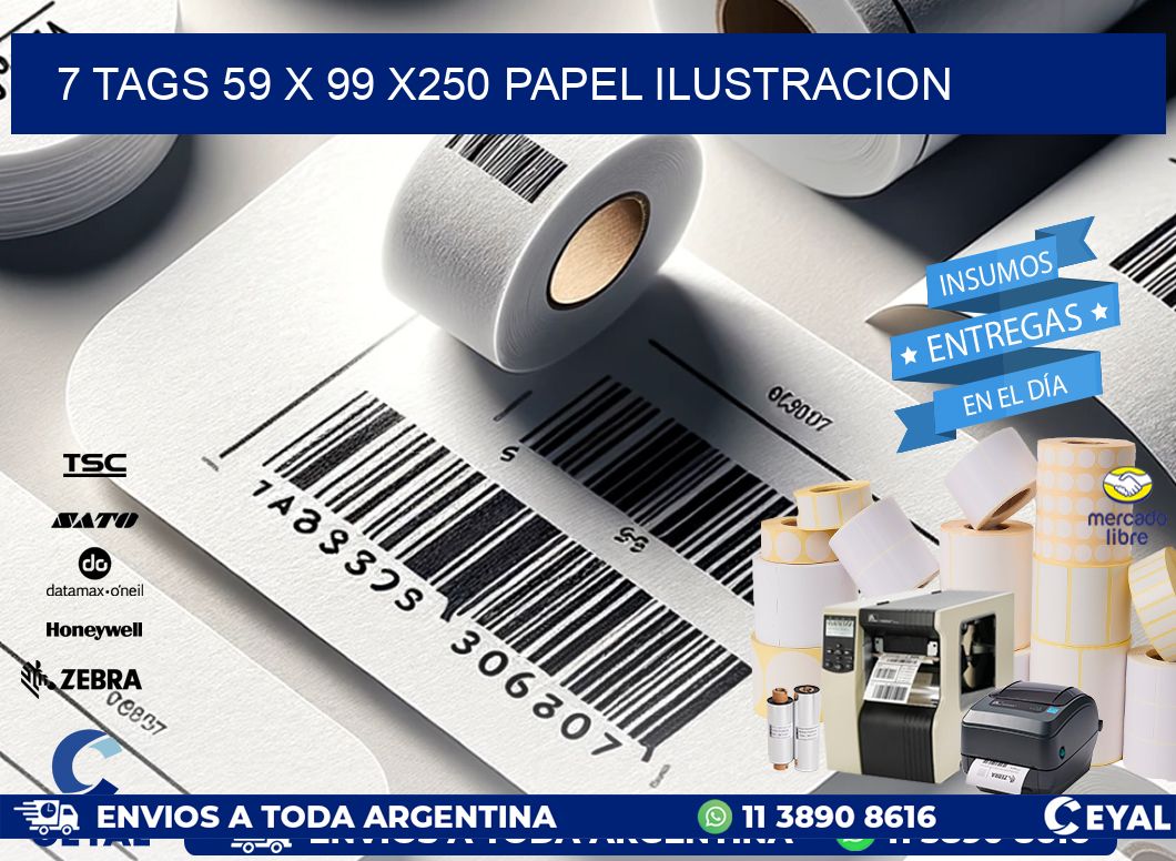 7 TAGS 59 x 99 X250 PAPEL ILUSTRACION