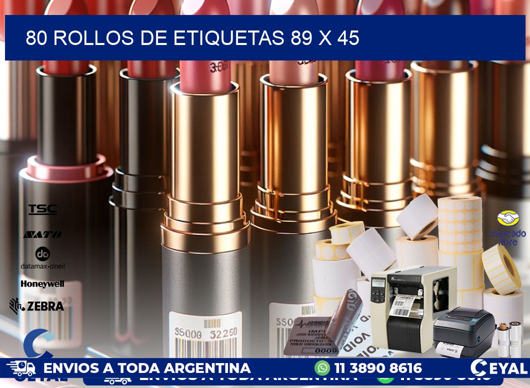 80 ROLLOS DE ETIQUETAS 89 x 45