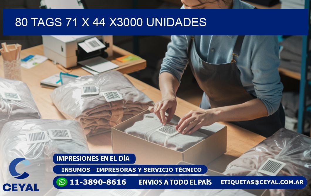 80 TAGS 71 x 44 X3000 UNIDADES