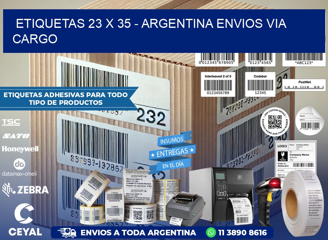 ETIQUETAS 23 x 35 - ARGENTINA ENVIOS VIA CARGO