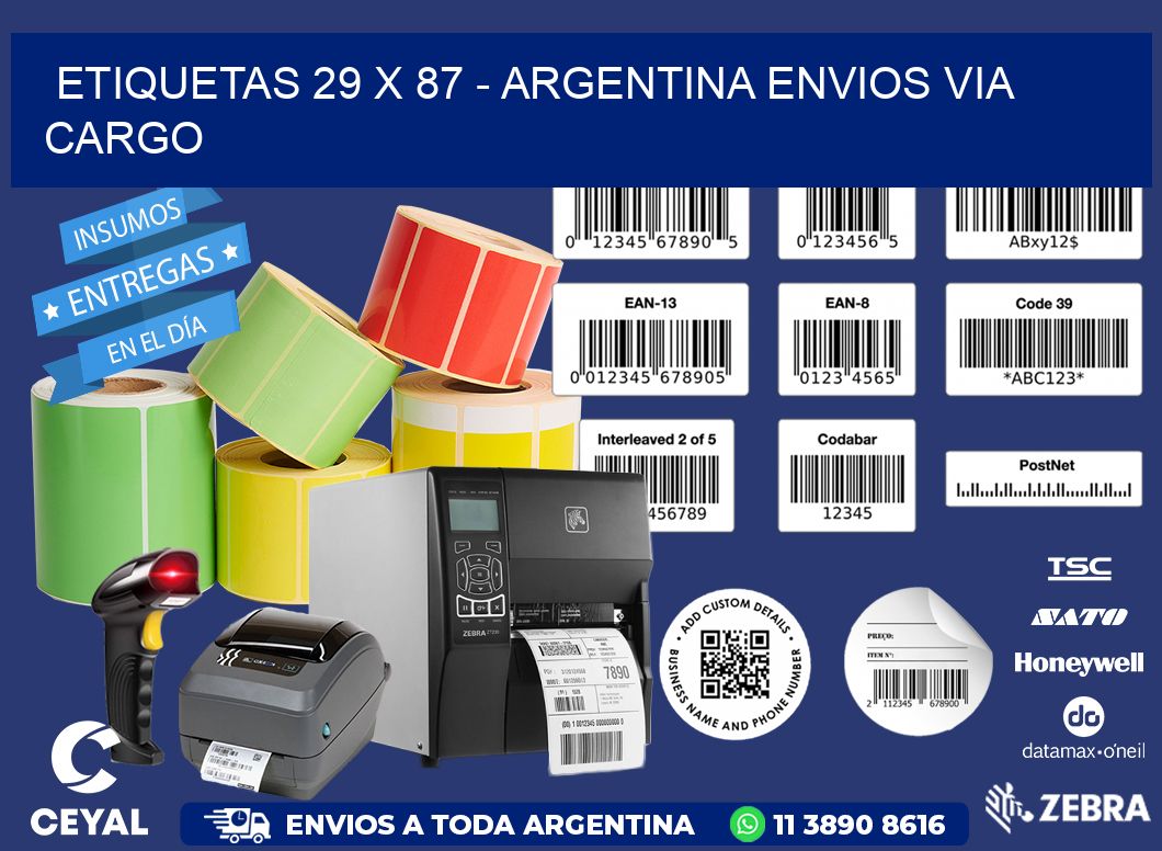 ETIQUETAS 29 x 87 - ARGENTINA ENVIOS VIA CARGO