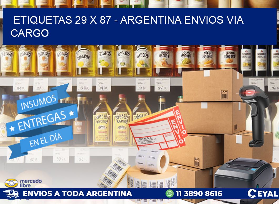 ETIQUETAS 29 x 87 - ARGENTINA ENVIOS VIA CARGO