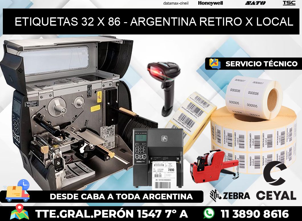 ETIQUETAS 32 x 86 - ARGENTINA RETIRO X LOCAL