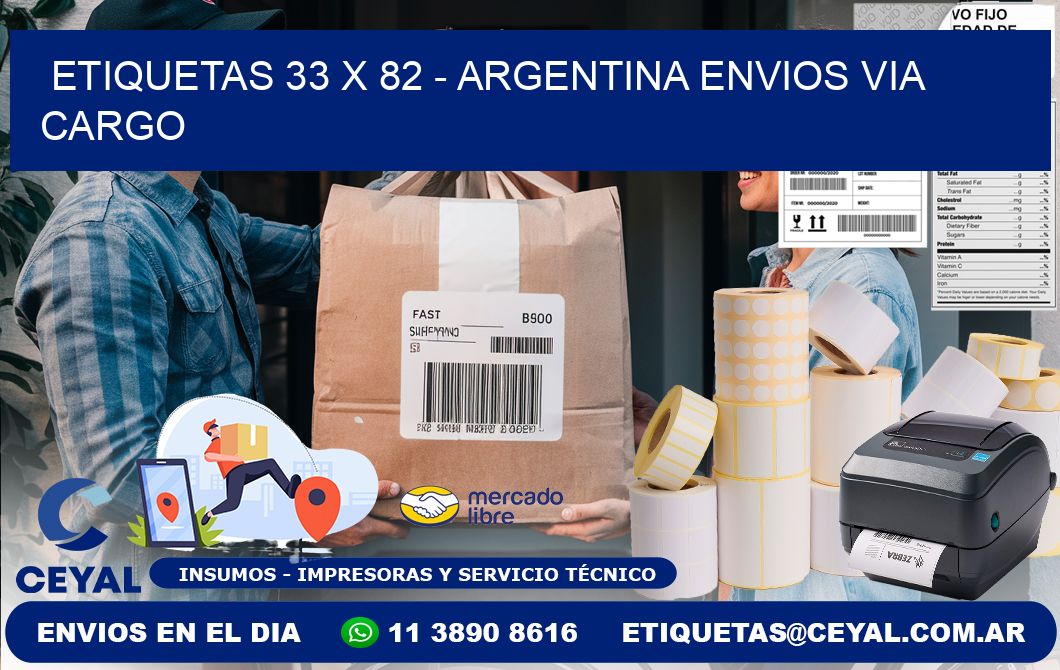 ETIQUETAS 33 x 82 - ARGENTINA ENVIOS VIA CARGO