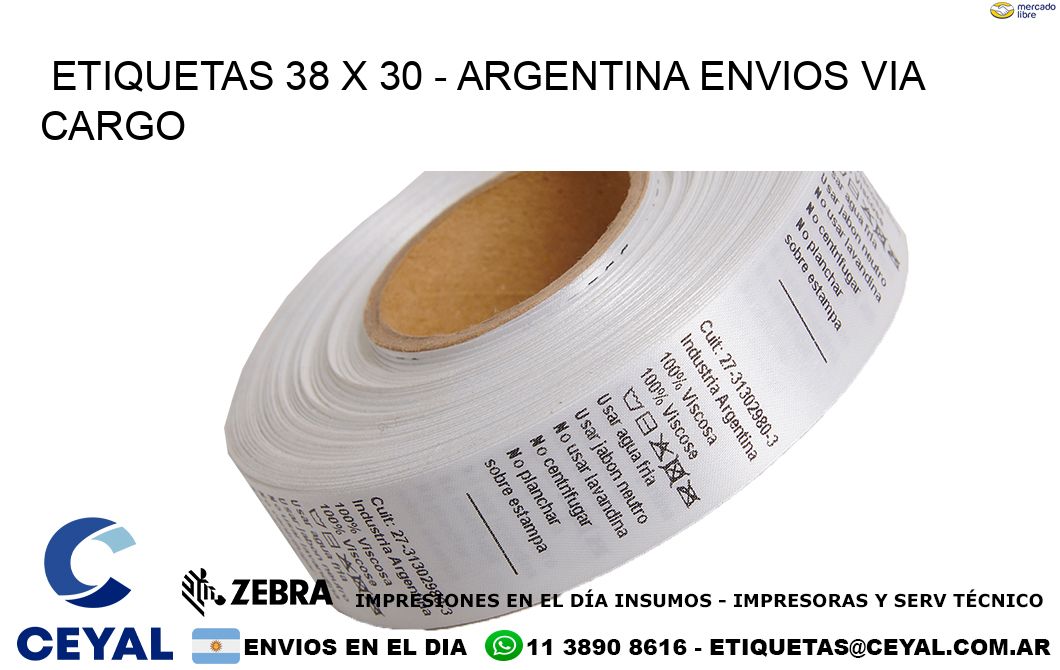 ETIQUETAS 38 x 30 - ARGENTINA ENVIOS VIA CARGO