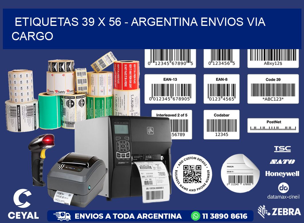 ETIQUETAS 39 x 56 - ARGENTINA ENVIOS VIA CARGO