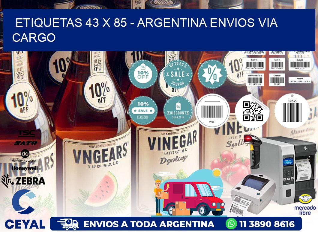 ETIQUETAS 43 x 85 - ARGENTINA ENVIOS VIA CARGO