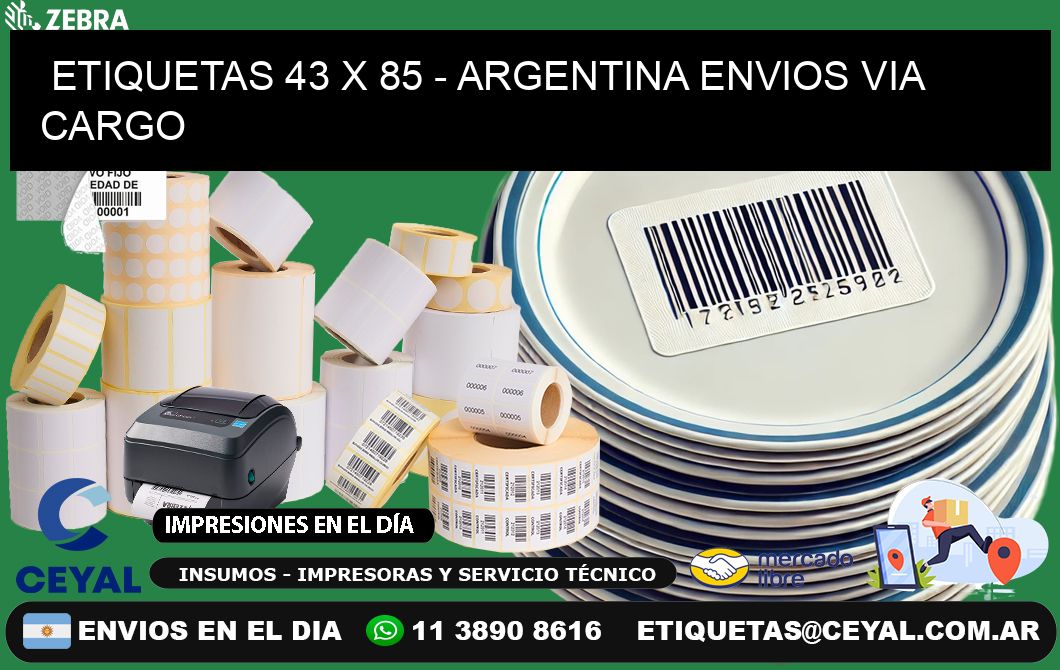 ETIQUETAS 43 x 85 - ARGENTINA ENVIOS VIA CARGO