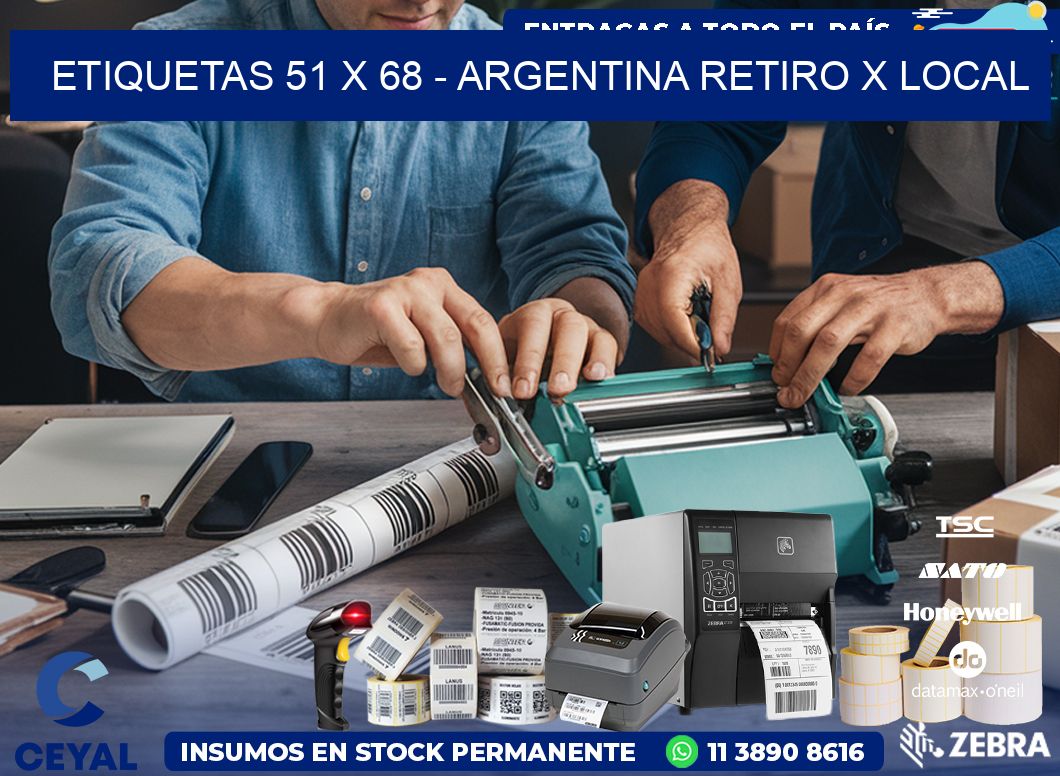 ETIQUETAS 51 x 68 - ARGENTINA RETIRO X LOCAL