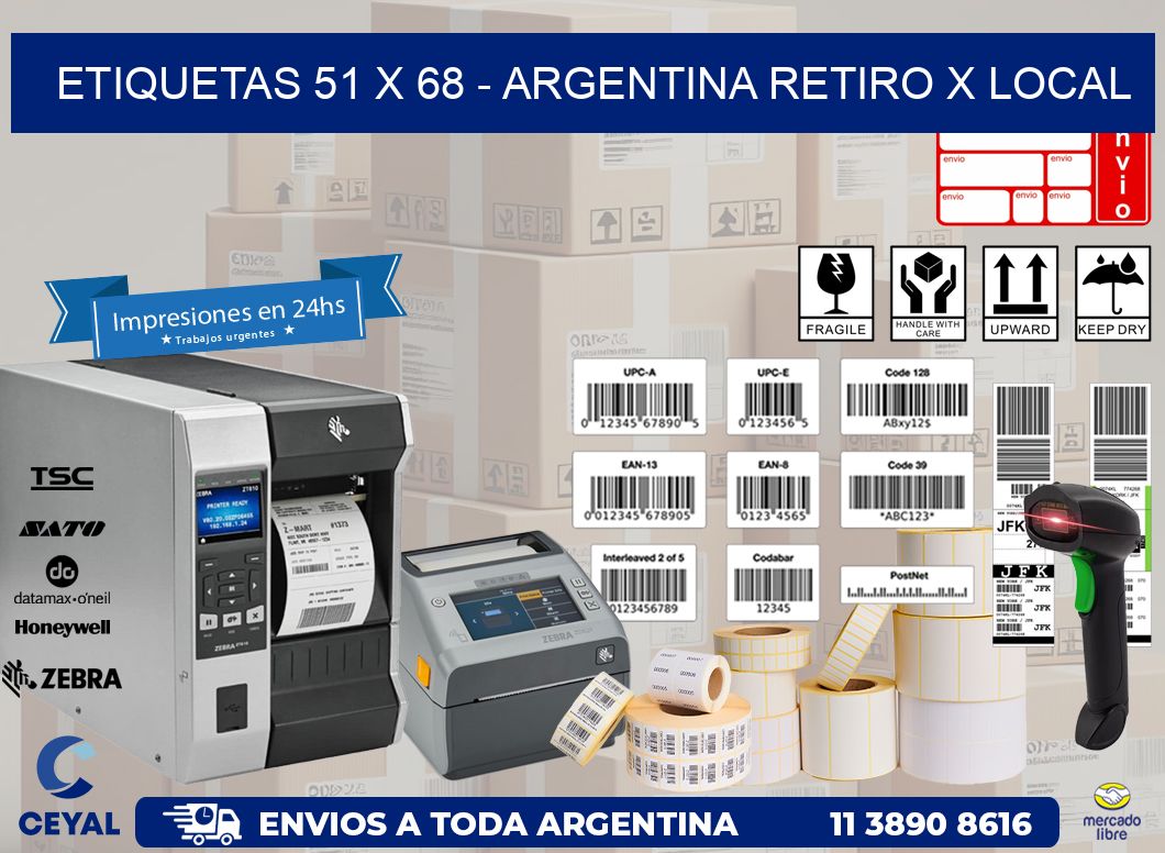 ETIQUETAS 51 x 68 - ARGENTINA RETIRO X LOCAL