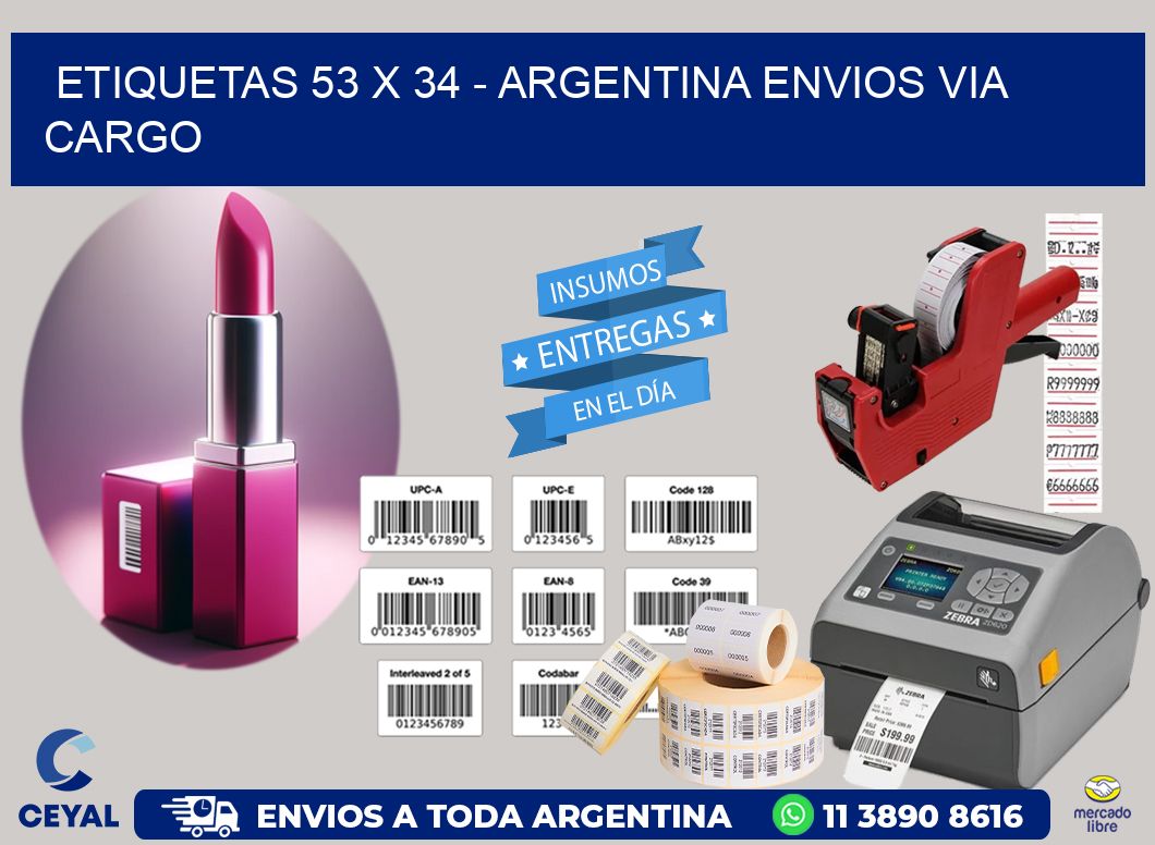 ETIQUETAS 53 x 34 - ARGENTINA ENVIOS VIA CARGO