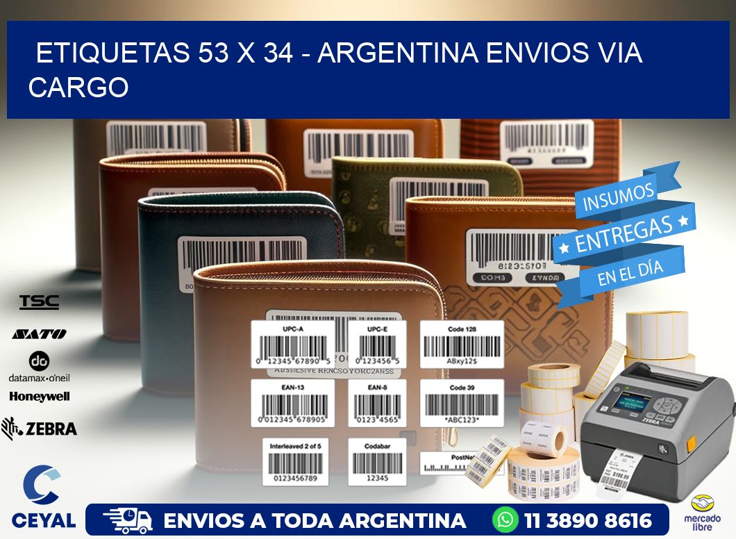 ETIQUETAS 53 x 34 - ARGENTINA ENVIOS VIA CARGO