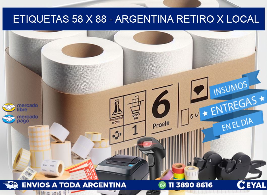 ETIQUETAS 58 x 88 - ARGENTINA RETIRO X LOCAL