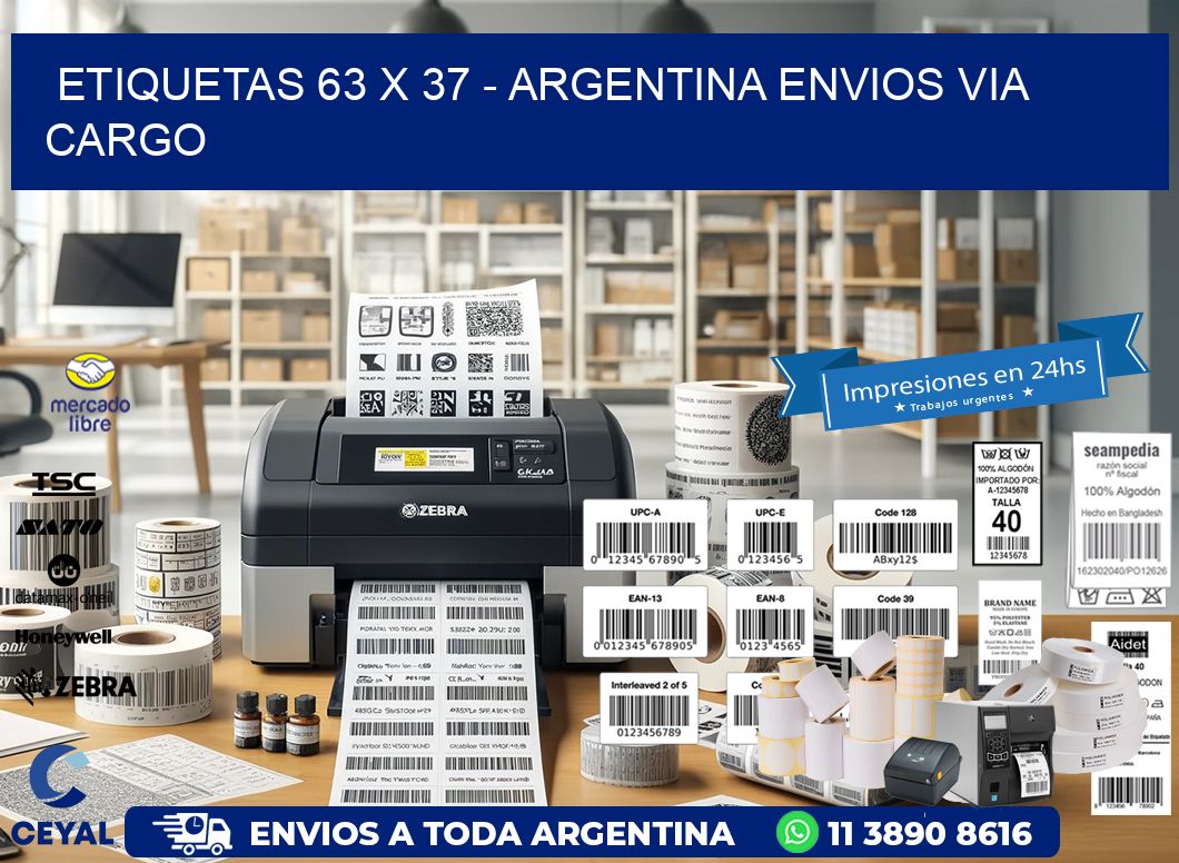 ETIQUETAS 63 x 37 – ARGENTINA ENVIOS VIA CARGO