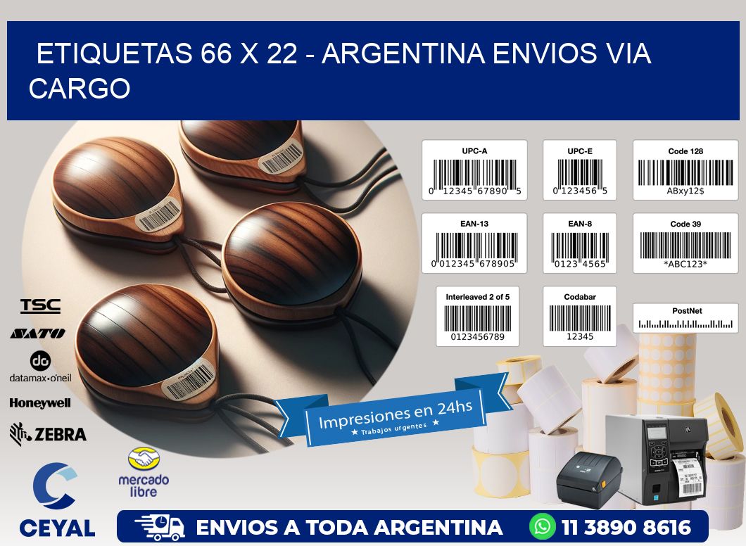 ETIQUETAS 66 x 22 - ARGENTINA ENVIOS VIA CARGO