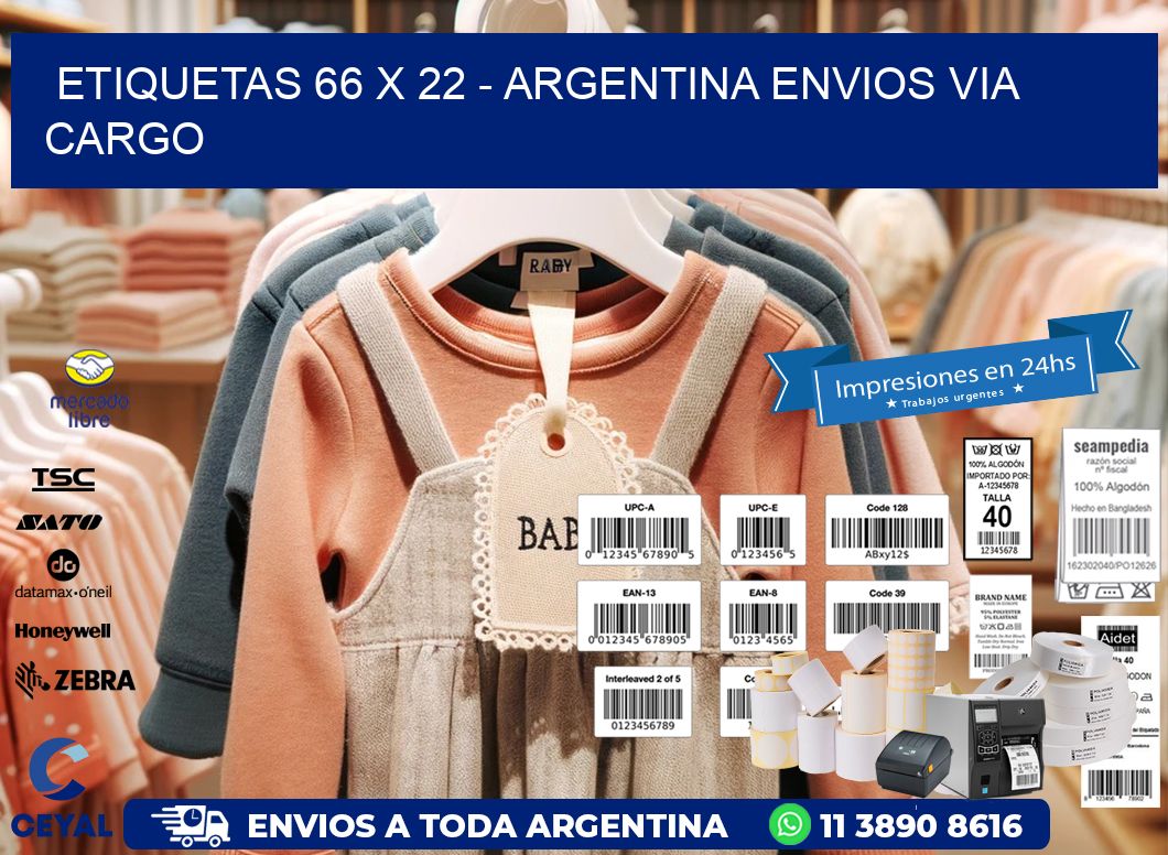 ETIQUETAS 66 x 22 - ARGENTINA ENVIOS VIA CARGO