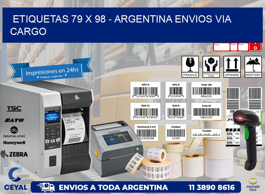 ETIQUETAS 79 x 98 - ARGENTINA ENVIOS VIA CARGO