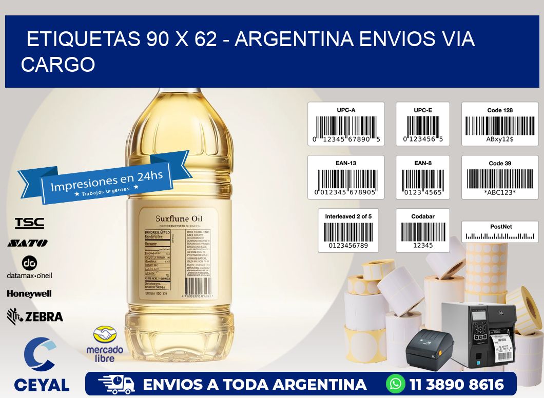 ETIQUETAS 90 x 62 - ARGENTINA ENVIOS VIA CARGO