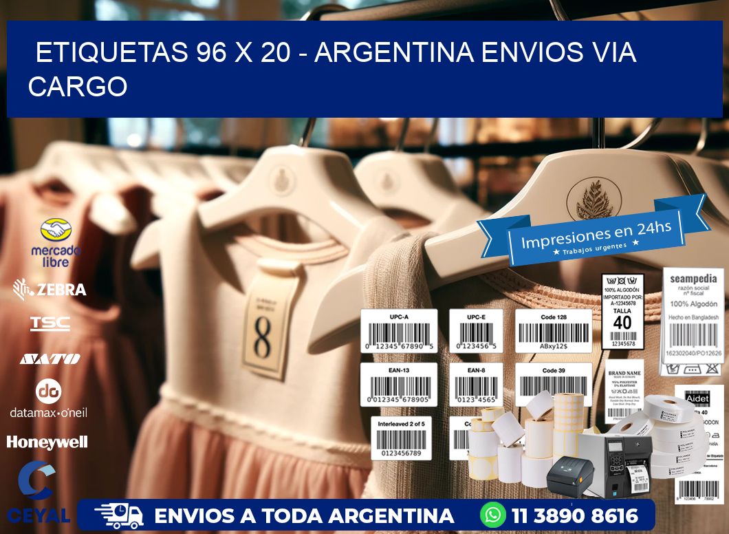 ETIQUETAS 96 x 20 - ARGENTINA ENVIOS VIA CARGO