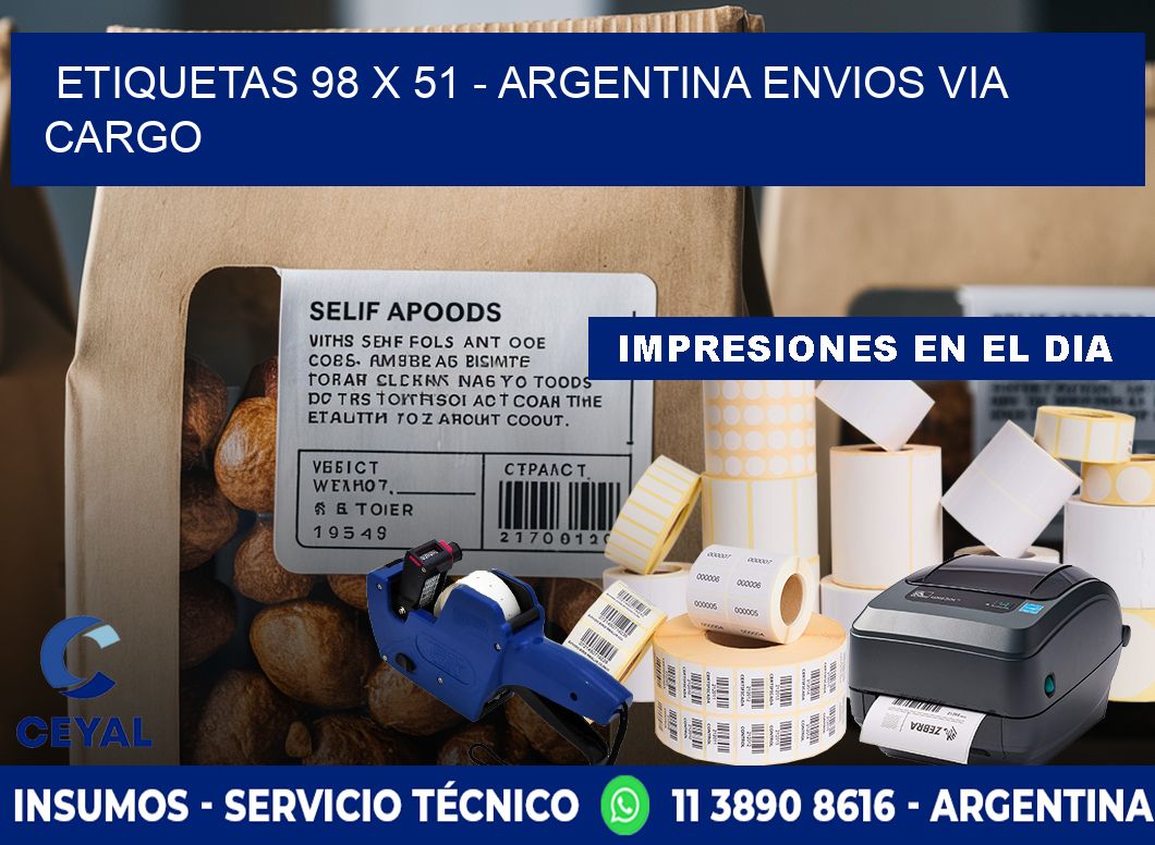 ETIQUETAS 98 x 51 - ARGENTINA ENVIOS VIA CARGO