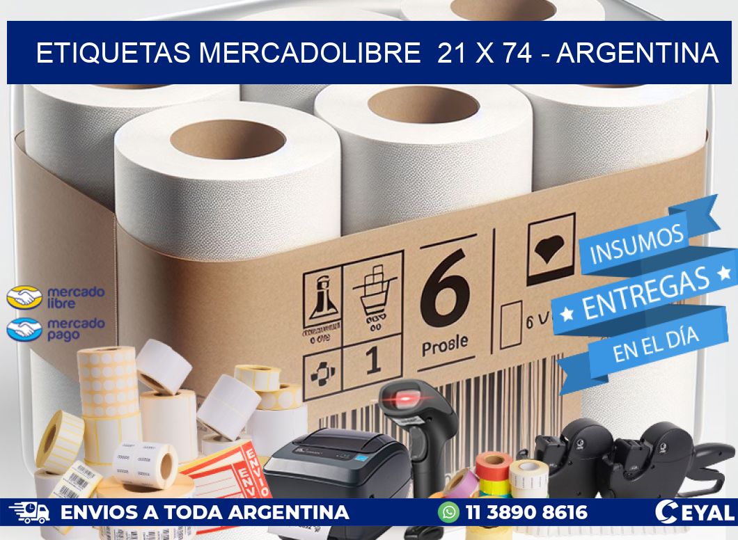 ETIQUETAS MERCADOLIBRE  21 x 74 - ARGENTINA