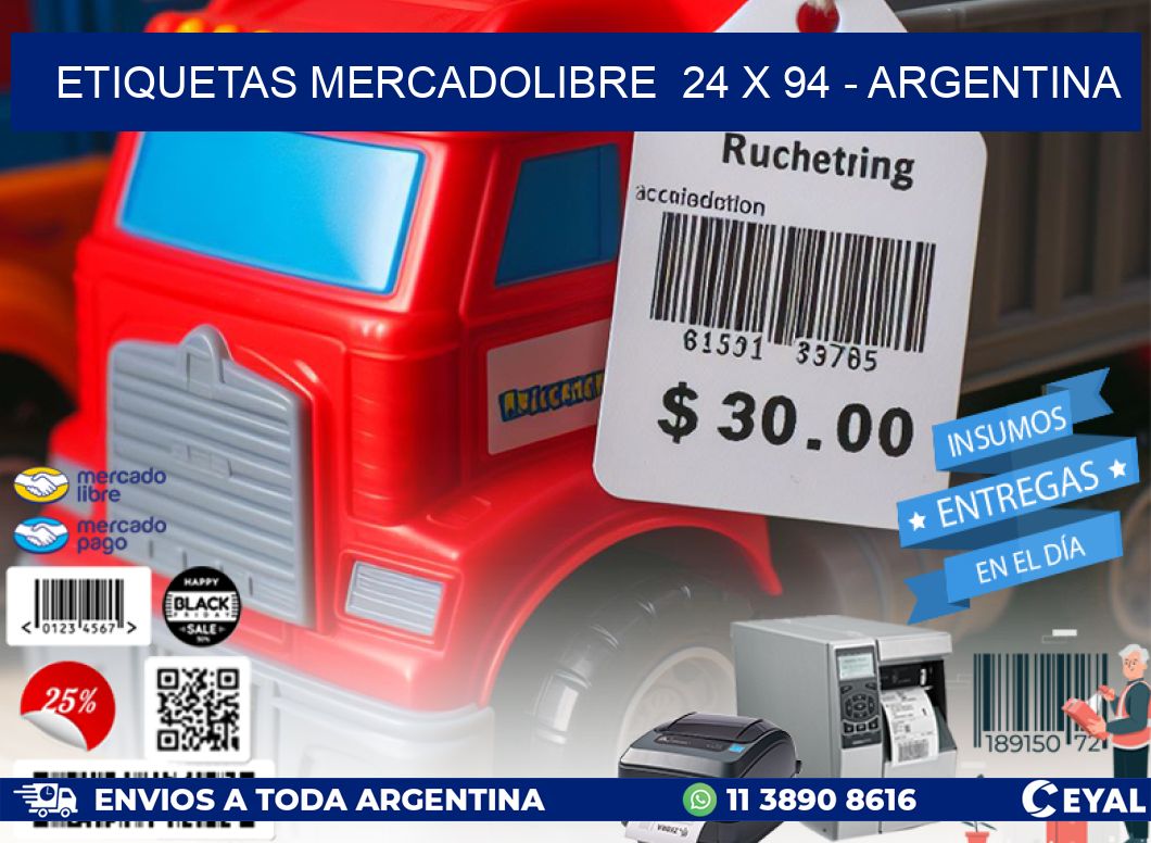 ETIQUETAS MERCADOLIBRE  24 x 94 - ARGENTINA