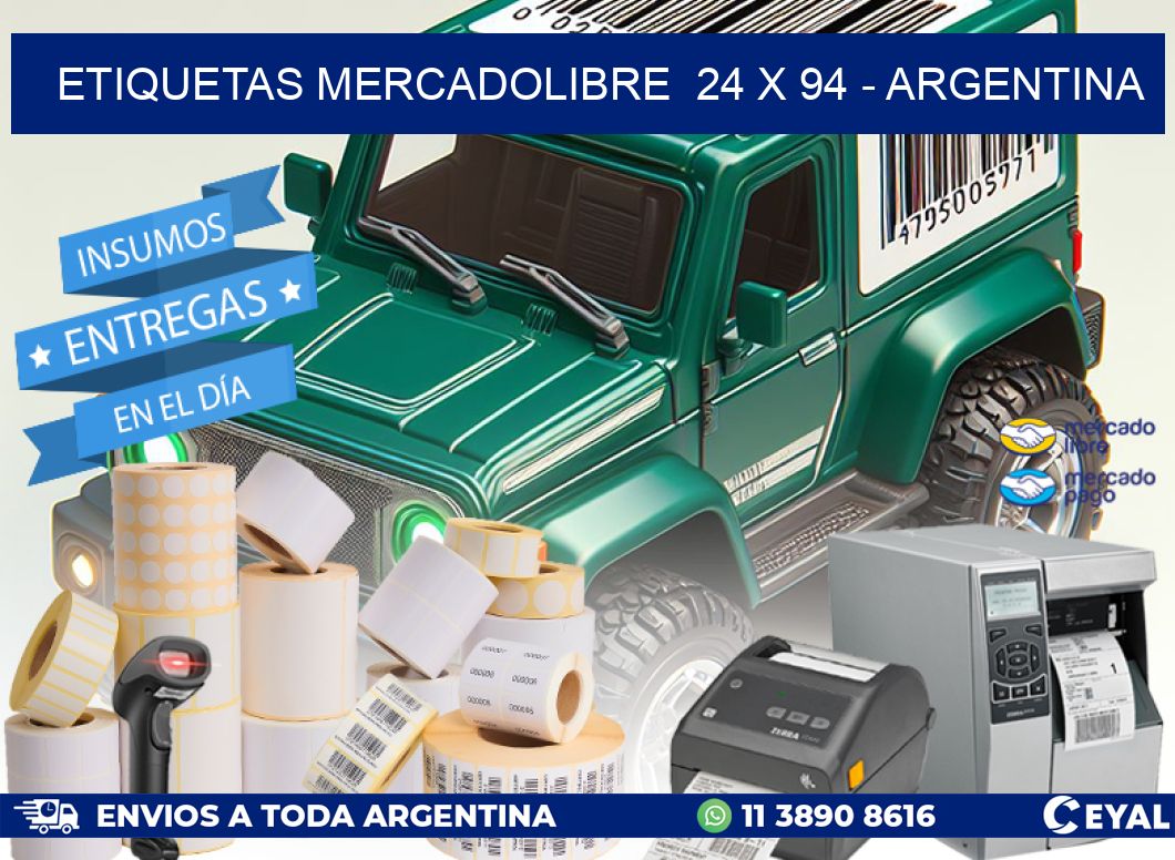 ETIQUETAS MERCADOLIBRE  24 x 94 - ARGENTINA