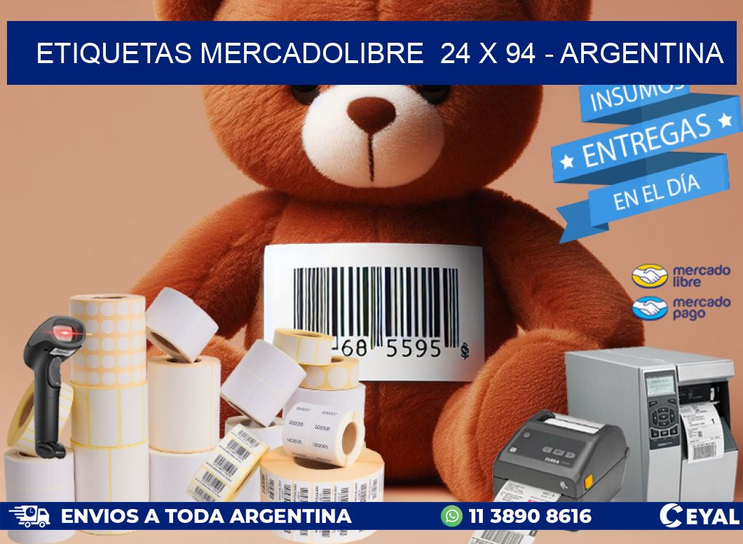 ETIQUETAS MERCADOLIBRE  24 x 94 - ARGENTINA