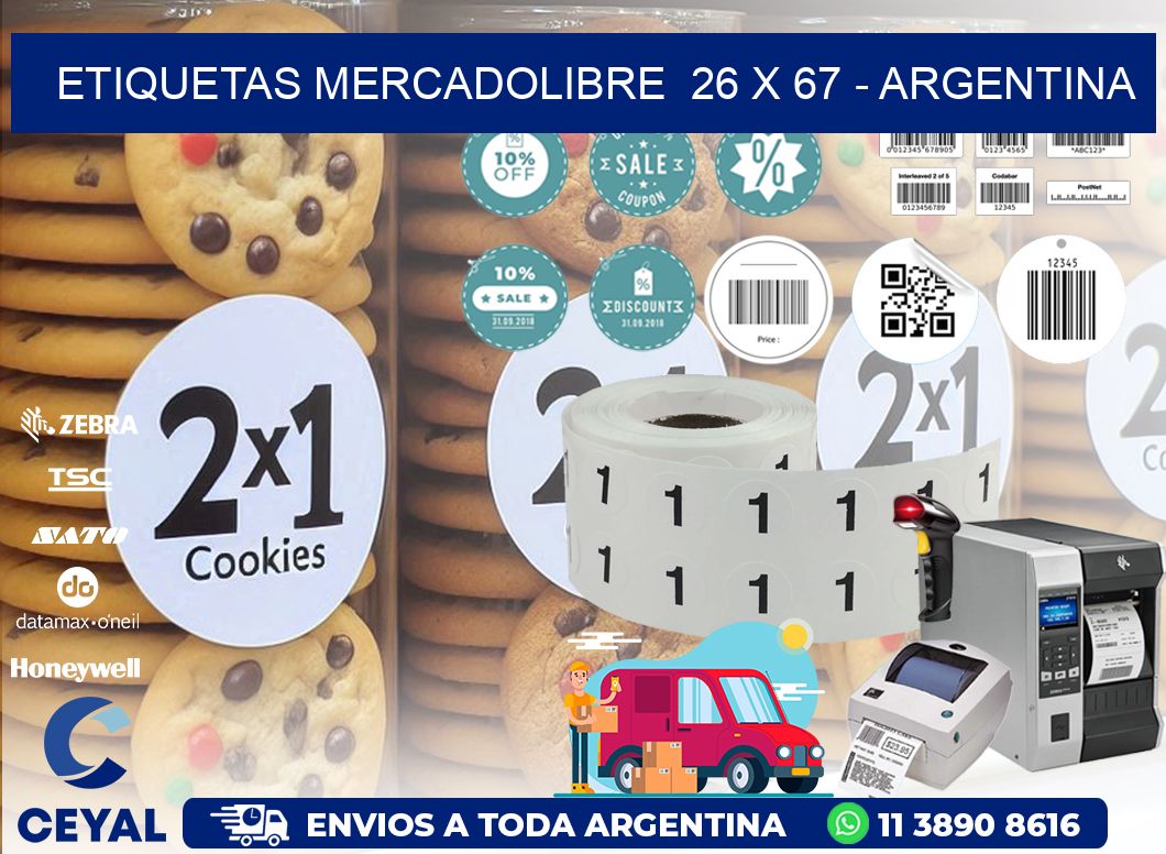 ETIQUETAS MERCADOLIBRE  26 x 67 - ARGENTINA