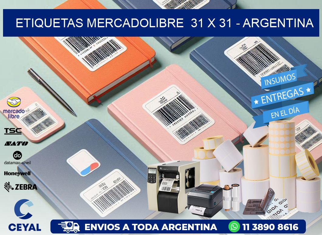 ETIQUETAS MERCADOLIBRE  31 x 31 - ARGENTINA