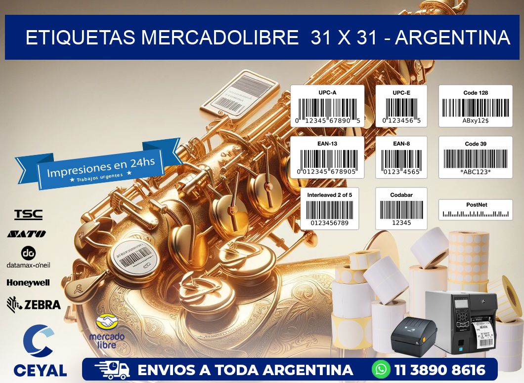 ETIQUETAS MERCADOLIBRE  31 x 31 - ARGENTINA