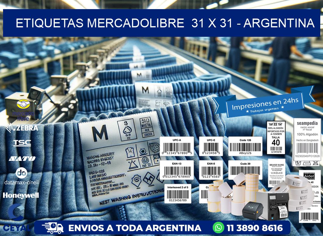 ETIQUETAS MERCADOLIBRE  31 x 31 - ARGENTINA