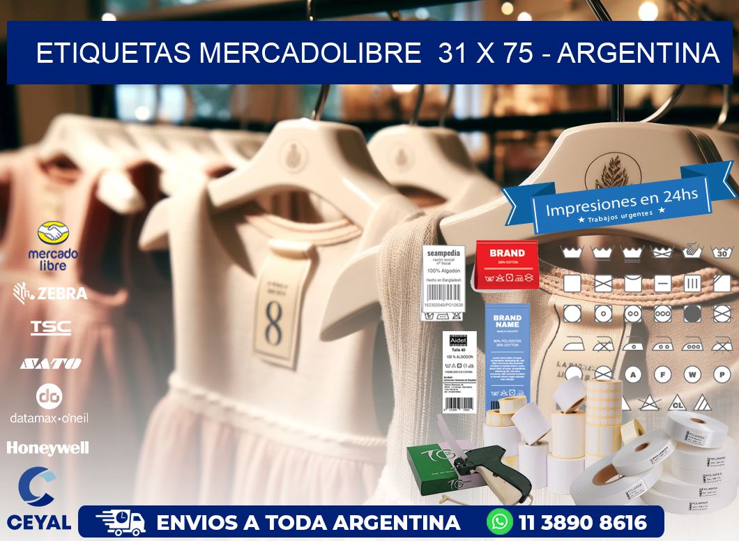 ETIQUETAS MERCADOLIBRE  31 x 75 - ARGENTINA