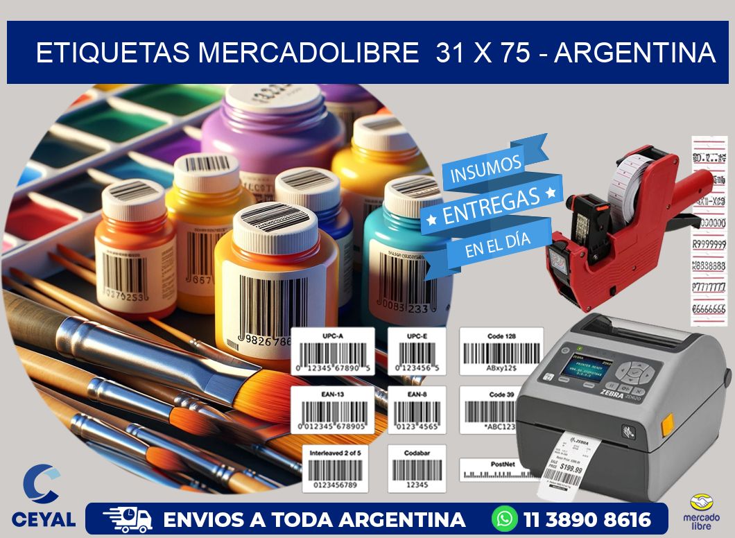 ETIQUETAS MERCADOLIBRE  31 x 75 - ARGENTINA