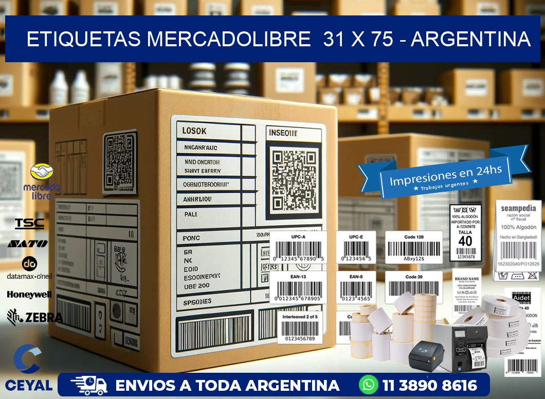 ETIQUETAS MERCADOLIBRE  31 x 75 – ARGENTINA