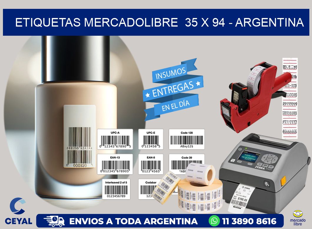 ETIQUETAS MERCADOLIBRE  35 x 94 - ARGENTINA