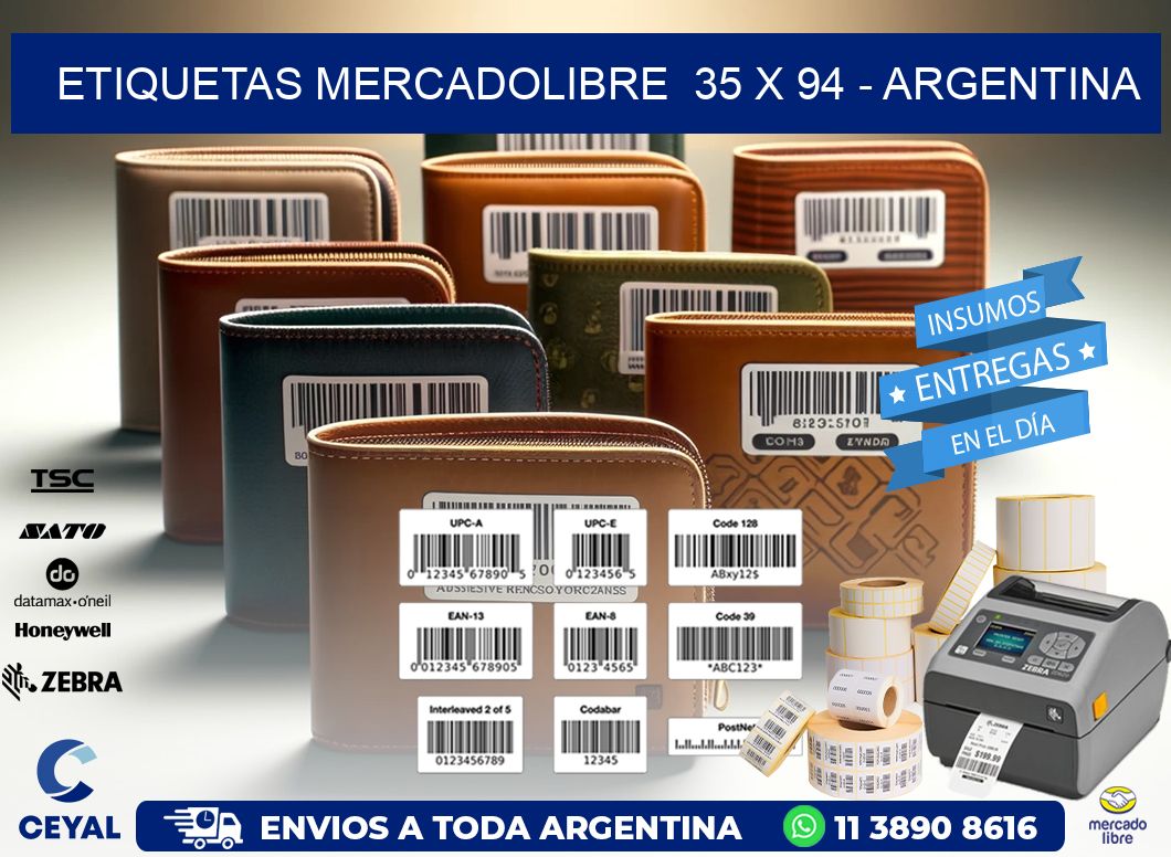 ETIQUETAS MERCADOLIBRE  35 x 94 - ARGENTINA