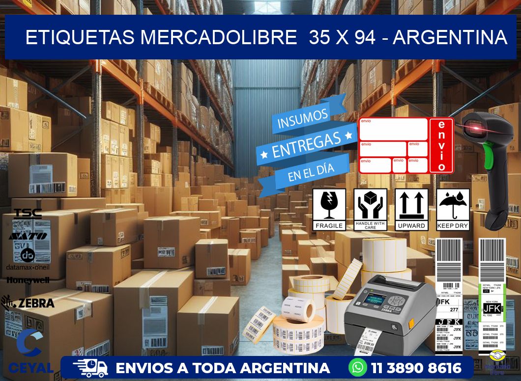 ETIQUETAS MERCADOLIBRE  35 x 94 - ARGENTINA