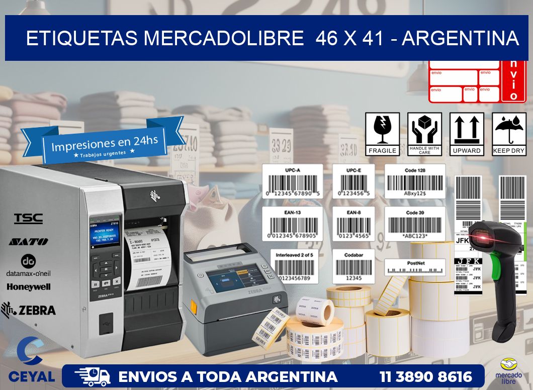 ETIQUETAS MERCADOLIBRE  46 x 41 - ARGENTINA