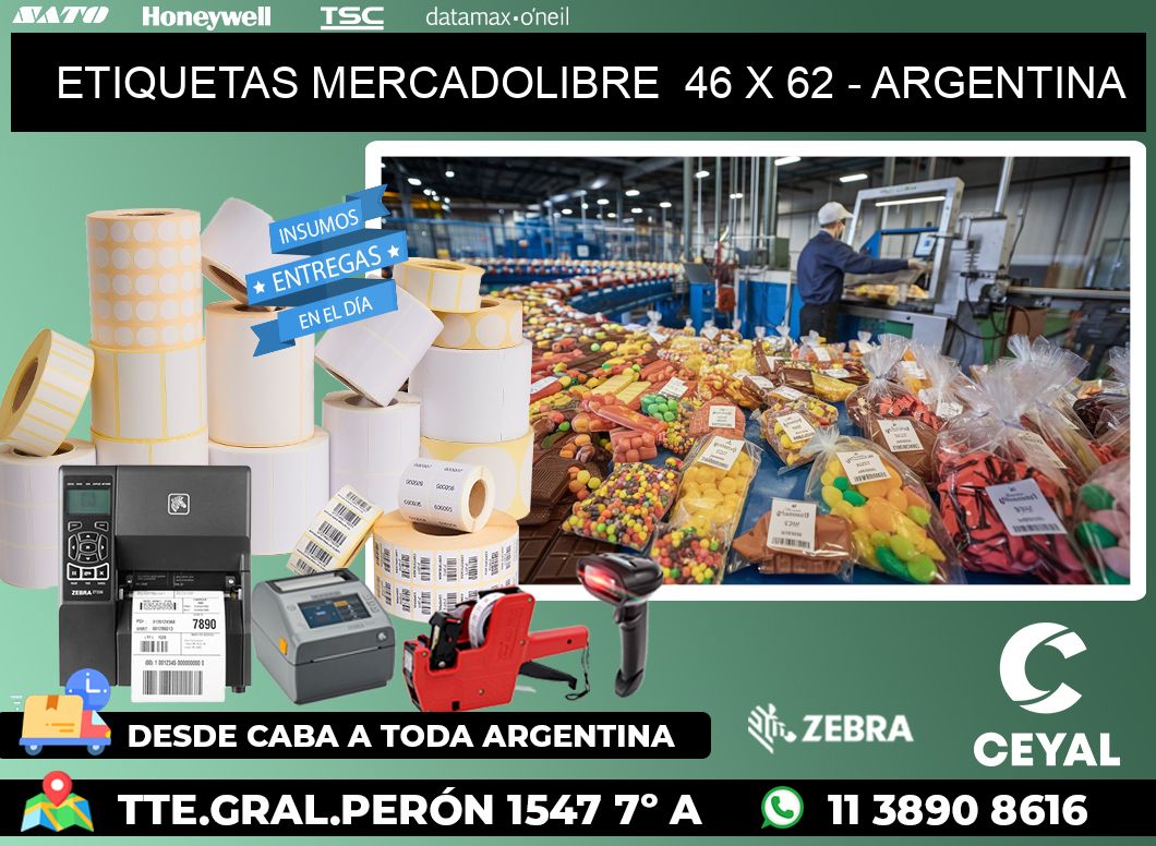 ETIQUETAS MERCADOLIBRE  46 x 62 - ARGENTINA