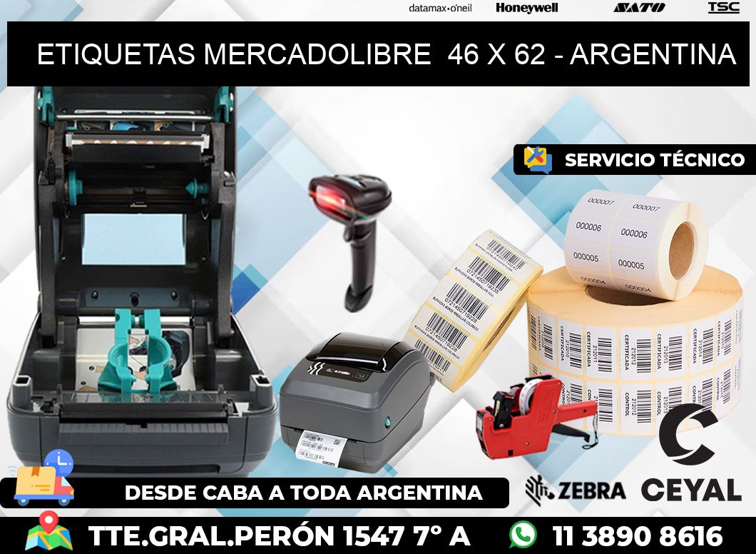 ETIQUETAS MERCADOLIBRE  46 x 62 - ARGENTINA